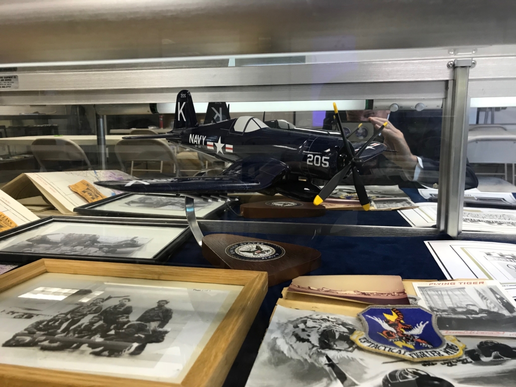 Corsair model in display case.